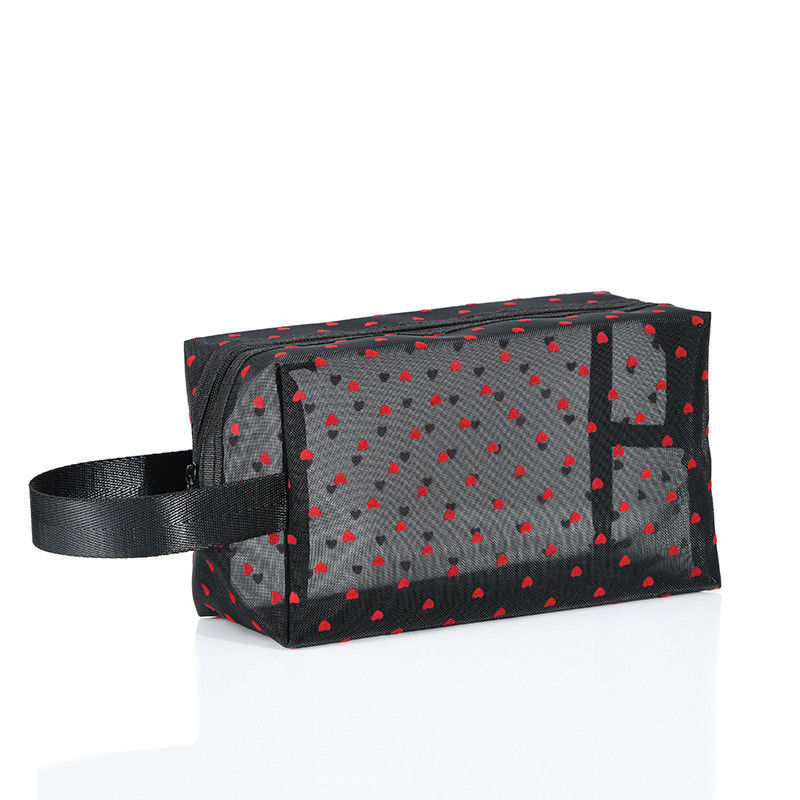 Love Mesh Kosmetiktasche Große Kapazität und benutzerdefiniertes Logo für mühelosen Zugang zu Kosmetika
