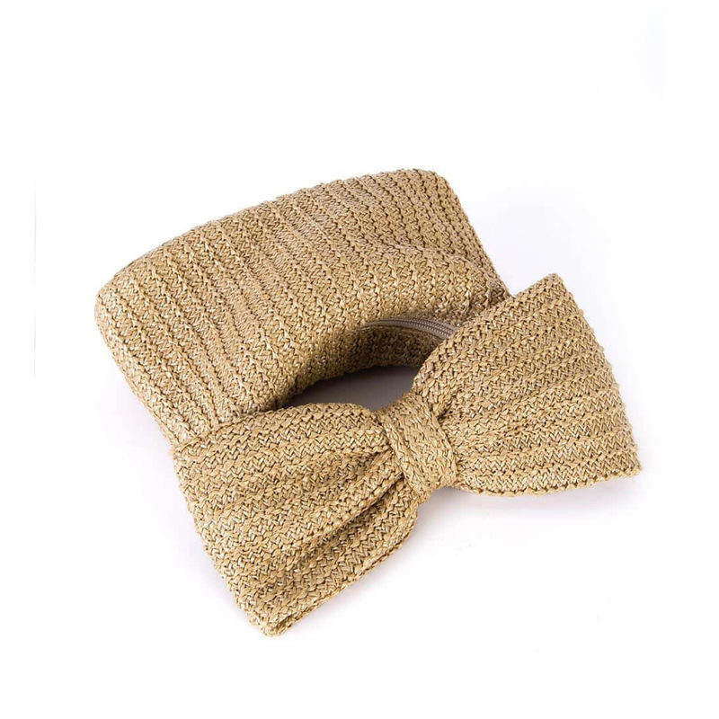 Einkaufstüte für Frauen Bogen Stroh gewebter Strand Raffia Kupplung Handtasche Casual Tote