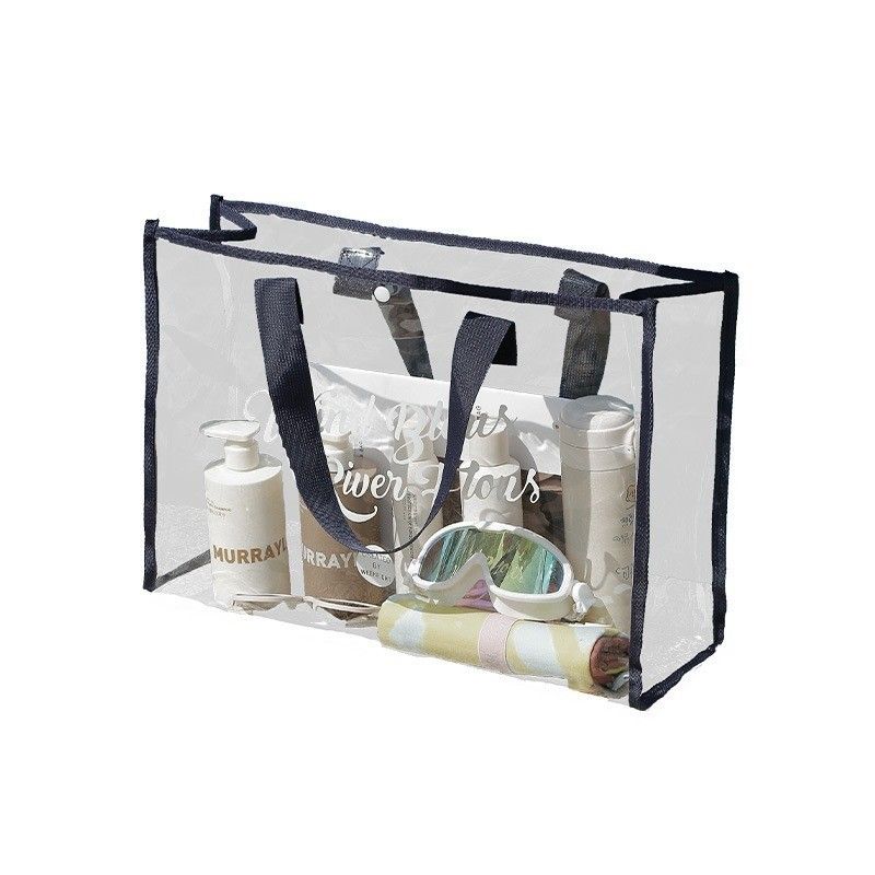 Dicke Baumwollhandfläche, passgenaue, transparente rosa PVC-Tote-Tasche für modische Einkäufe