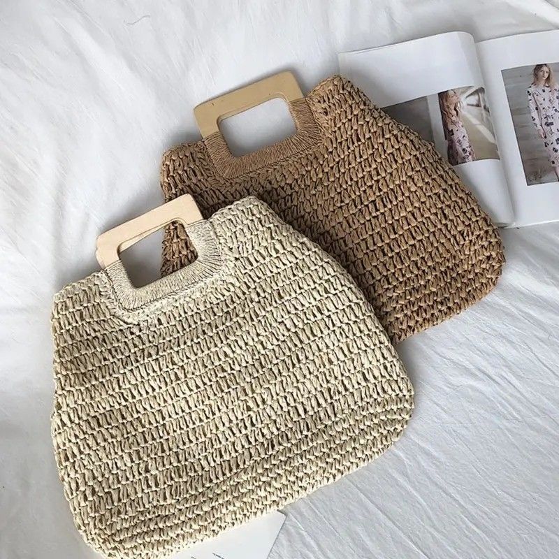 Schultaschen Umweltschutzfreundliche Portable Casual Rattan Große Tote Tasche für Lady Stroh Handtasche
