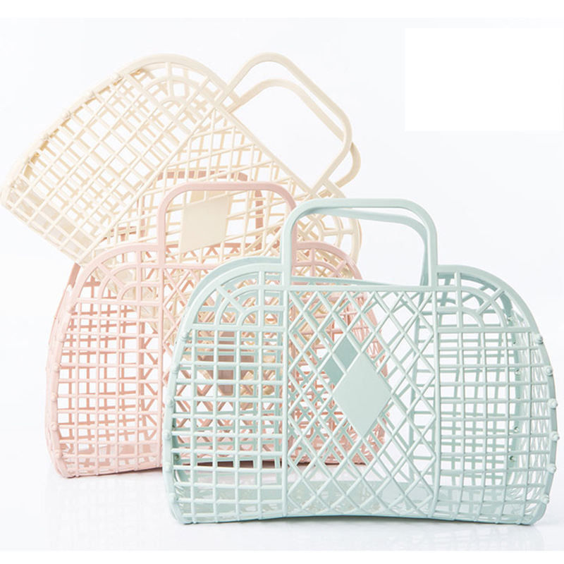 2023 Sommer Portable Urlaub Plastik PVC Mode Strand Retro Jelly Basket Tasche für Frau
