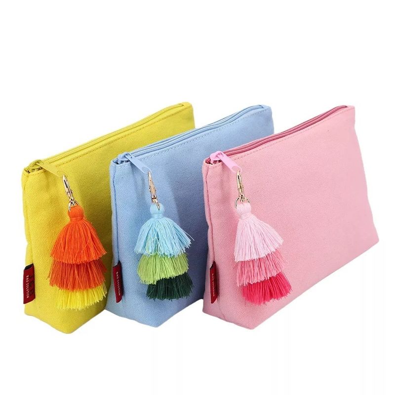 Beauty Cotton Frauen Make-up Reisetasche mit Reißverschluss und Tassel Custom Logo