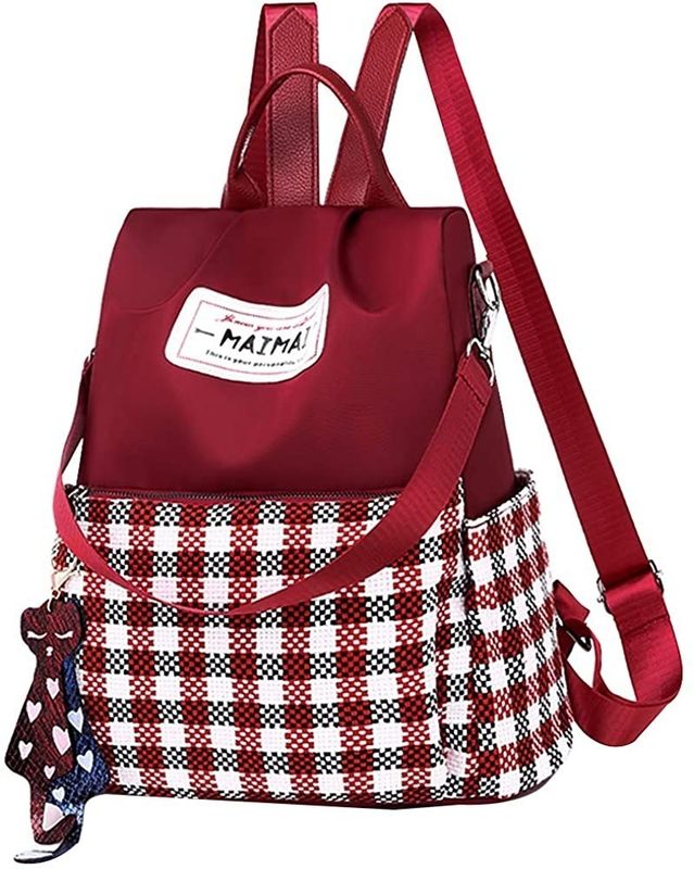 Innere Schlitze Tasche Frauen Oxford Plaid Rucksack Handtasche für Anti-Diebstahl Reiseschule