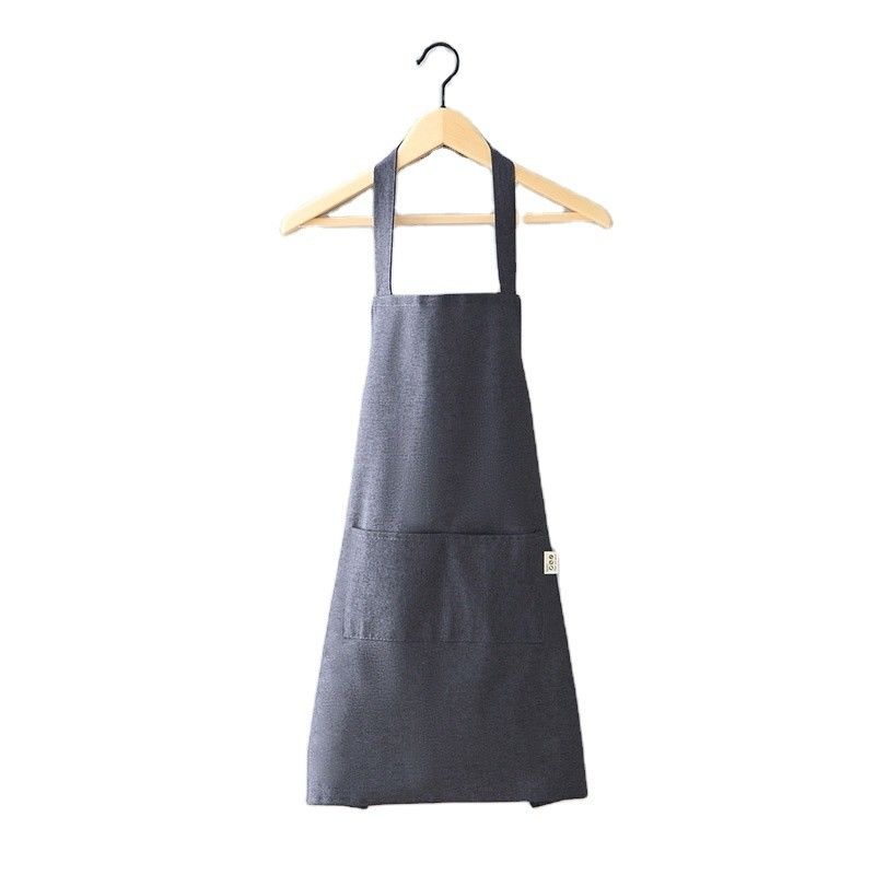 Neueste modische Schürze zum Kochen und Gartenarbeiten aus reinem schwarzem Baumwollpolyester
