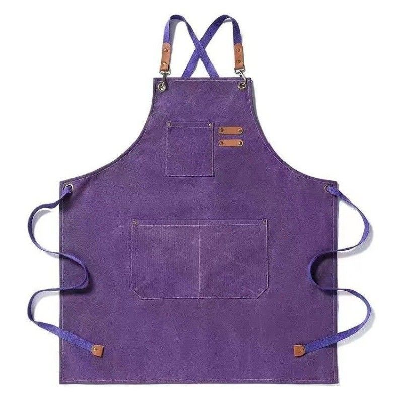 Tägliches Leben Koch Arbeit und Gebrauchsvorhang Custom Logo Baumwolle Leinwand Werkzeug Vorhang mit Taschen