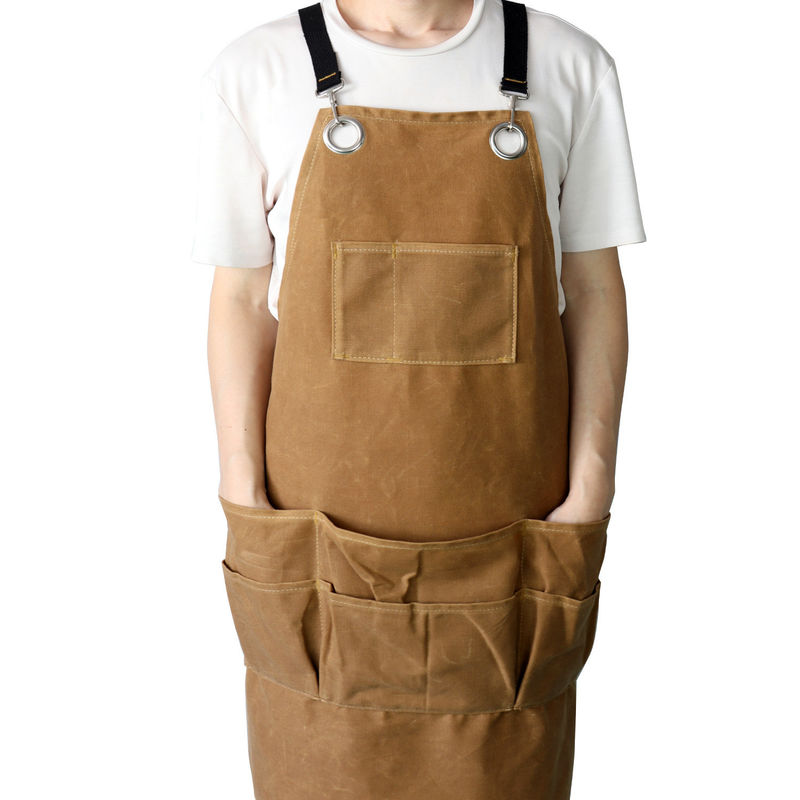 Custom Logo Druck Leinwand Küchenchef Baumwolle Wachs Schürze Schwere Arbeit Kochen Küche Bar Schürze