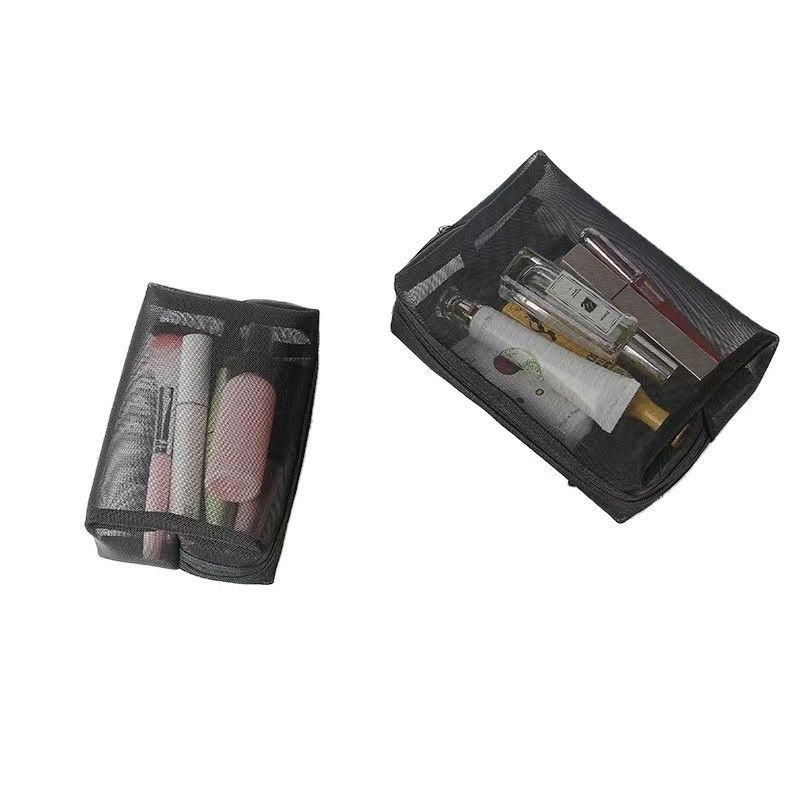 Schwarze Maschenbeutel Nachgefertigte langlebige Make-up- und Reisetaschen mit Maschenverschlussbeutel