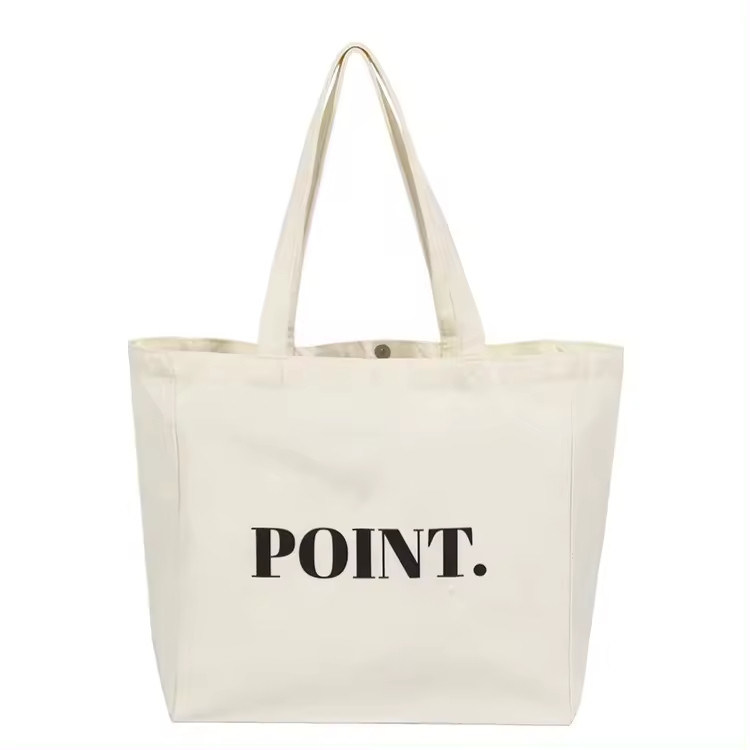 Zwei Gürtel Druck einfache Leinwand Tote-Taschen mit Custom-Logo Polyester Auskleidung Baumwolle Stoff Einkaufsbeutel