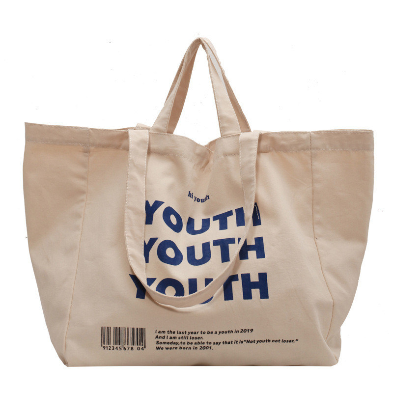 Offene Schließung Verdickter recycelbarer einfacher Baumwoll-Leinwand-Shopping-Tote-Tasche mit individuell gedrucktem Logo
