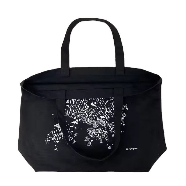 12 Oz schwarze Leinwand-Tote-Tasche für Luxus-Shopping