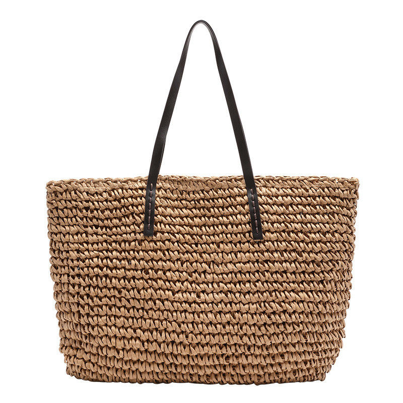 Customized Farbe Frauen Schulternetz Große Handtasche Stroh Strand Tote Tasche für das tägliche Leben