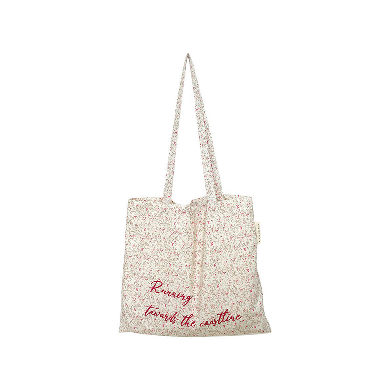 Custom Pink Floral Beach Tote Bag Natürliche Leinwand Damen Schultertasche für Frauen