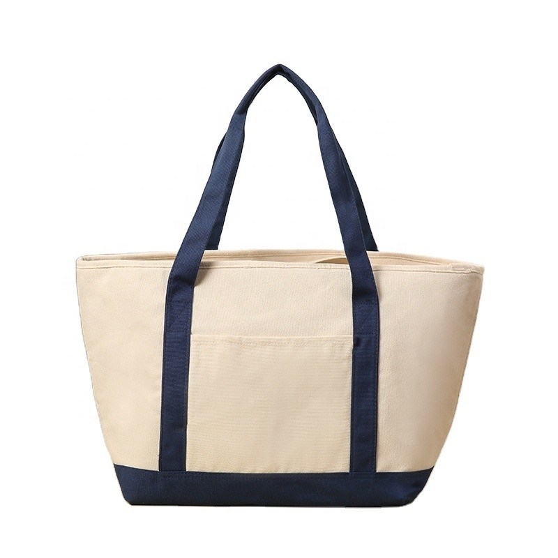 Mittelgroße, auf Abzug gedruckte, recycelte, einfache, organische Baumwolle, Leinwand-Tote-Tasche mit Logo