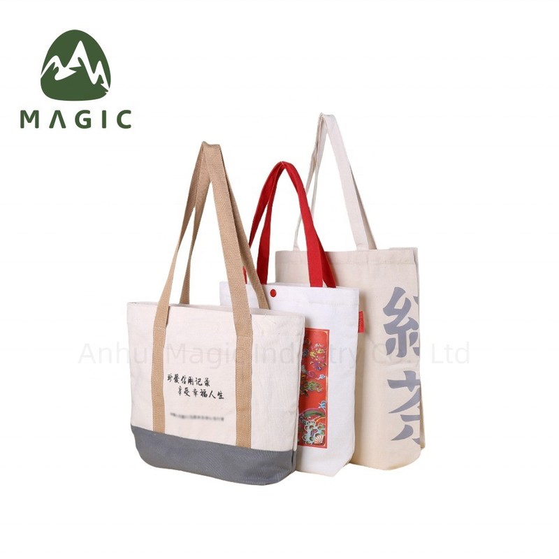 Umweltfreundliche Handhabung, benutzerdefinierte Logo-Druck, Leinwand-Tote-Tasche zum Einkaufen und Reisen