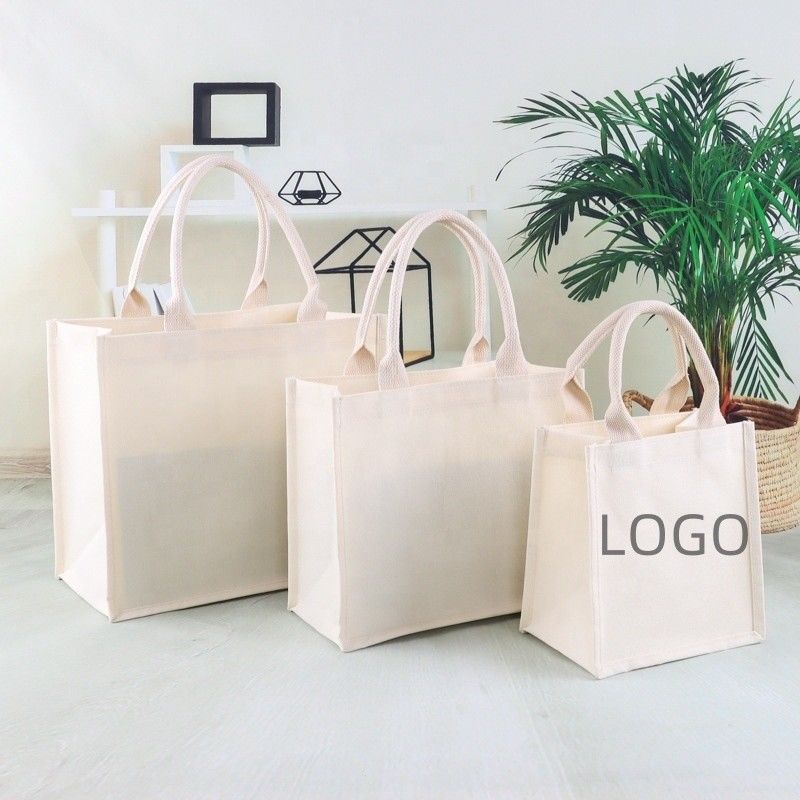 Outlet Leere einfache Custom Logo Druck Leinwand Baumwolle Tote Taschen für das tägliche Schulleben