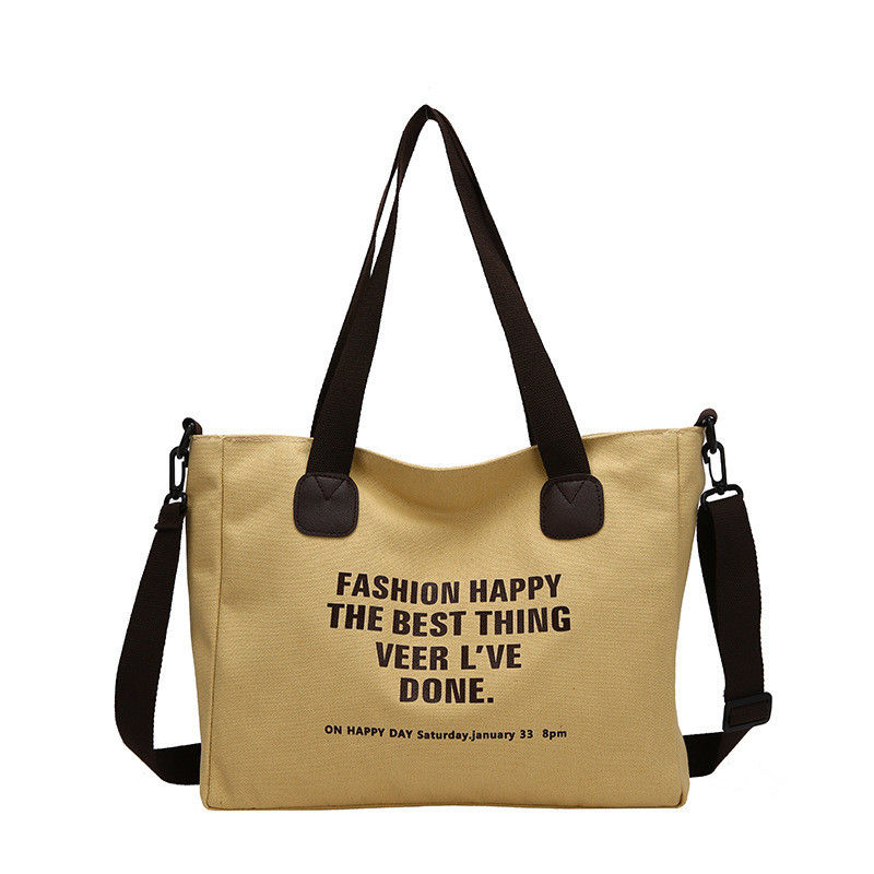 Tägliche Schullebenbrief Druck Baumwoll-Tote-Tasche für Frauen Crossbody Leinwand-Einkaufstasche