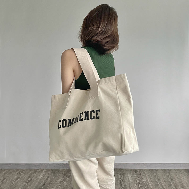 Natürliche extra große Leinwand-Tote-Tasche mit Logo-Druck für Einkaufsbedarf