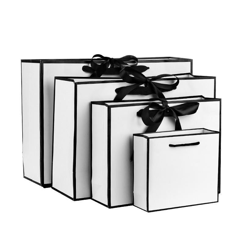 Handgestaltetes Custom Private Logo Druck schwarzes Papier Tote Bag für personalisierte Geschenk
