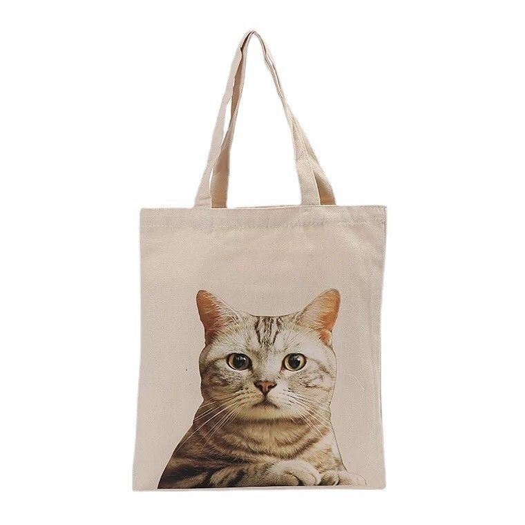 Schönes Katzenmuster Wiederverwendbare Leinwand-Tote-Tasche für umweltfreundliche Einkaufs- und Reisebedürfnisse