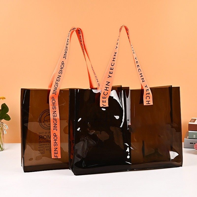 Umweltfreundliches, benutzerdefiniertes Logo, klare, transparente, wasserdichte PVC-Tote-Tasche mit Reißverschluss und Tasche