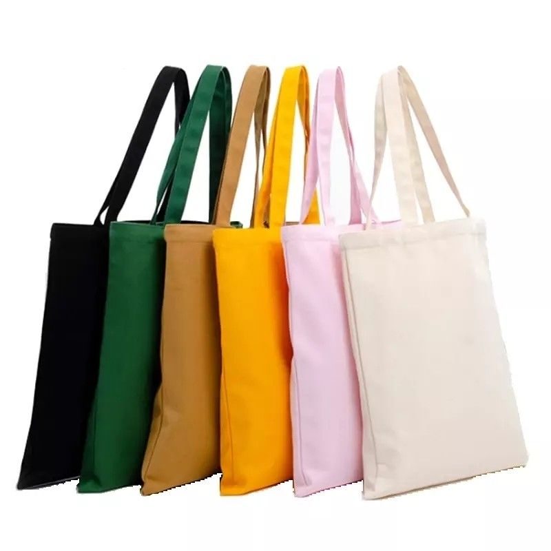 Silk Screen Printed Eco Canvas Bag Damen Shopping Tote mit Taschen und Briefmuster