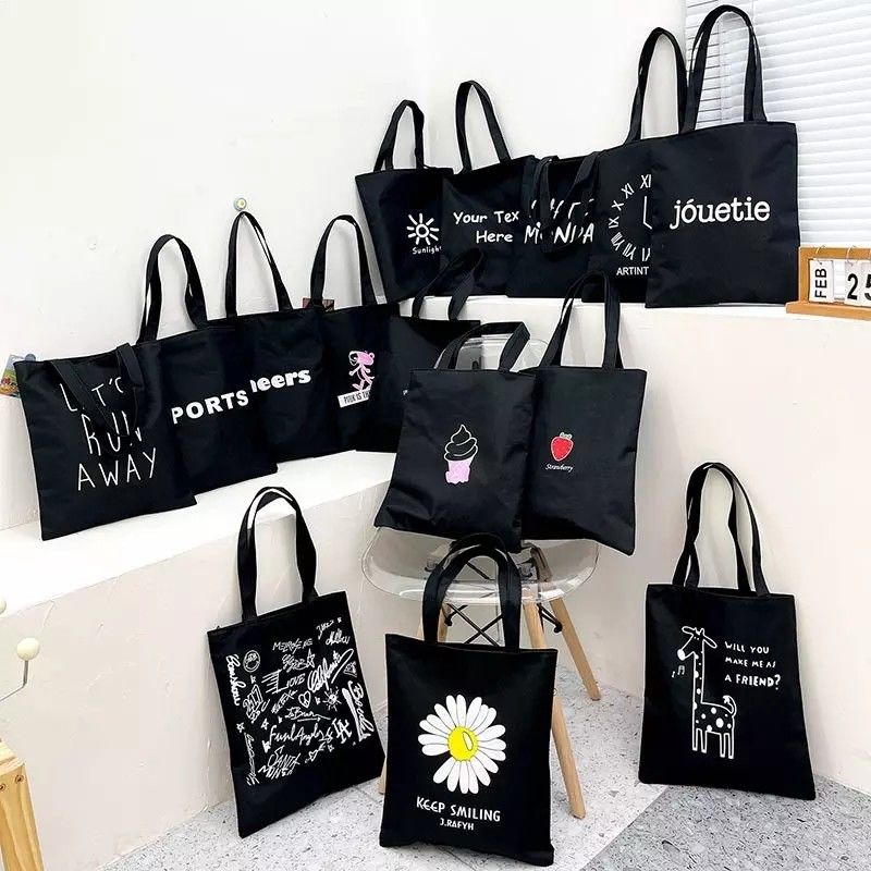 Custom Logo Koreanische Studentin Großkapazität einfache Schultertote Baumwolltüte