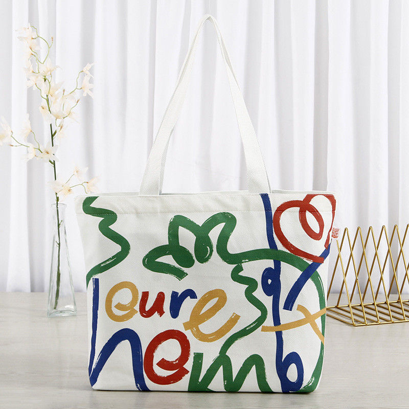 Custom Silk Screen Printed Cotton Canvas Shopping Tote Bag mit Logo und Buchstabenmuster