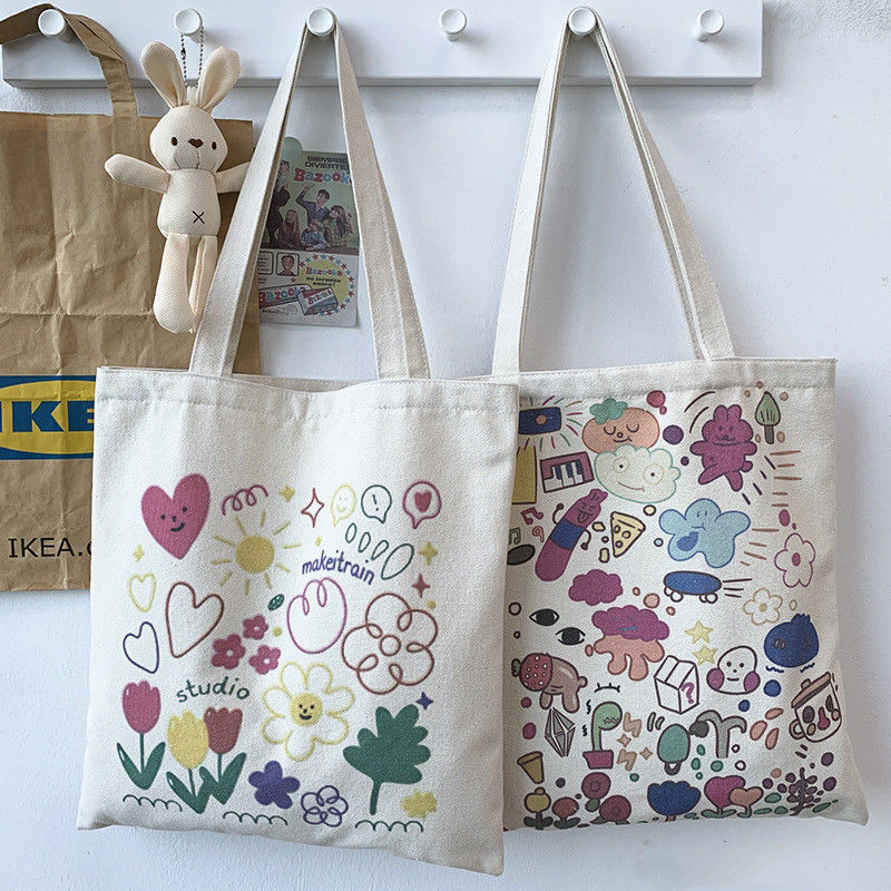 Zeichentrickfilm-Druck-Leinwand-Tote-Tasche für das tägliche Schulleben Umweltfreundlich und maßgeschneiderte Farbe