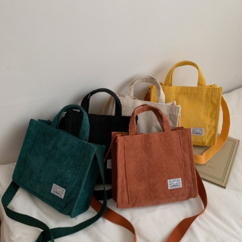 Fashion Crossbody Corduroy Tote Bag mit verstellbarem Gurt mit individuellem Logo