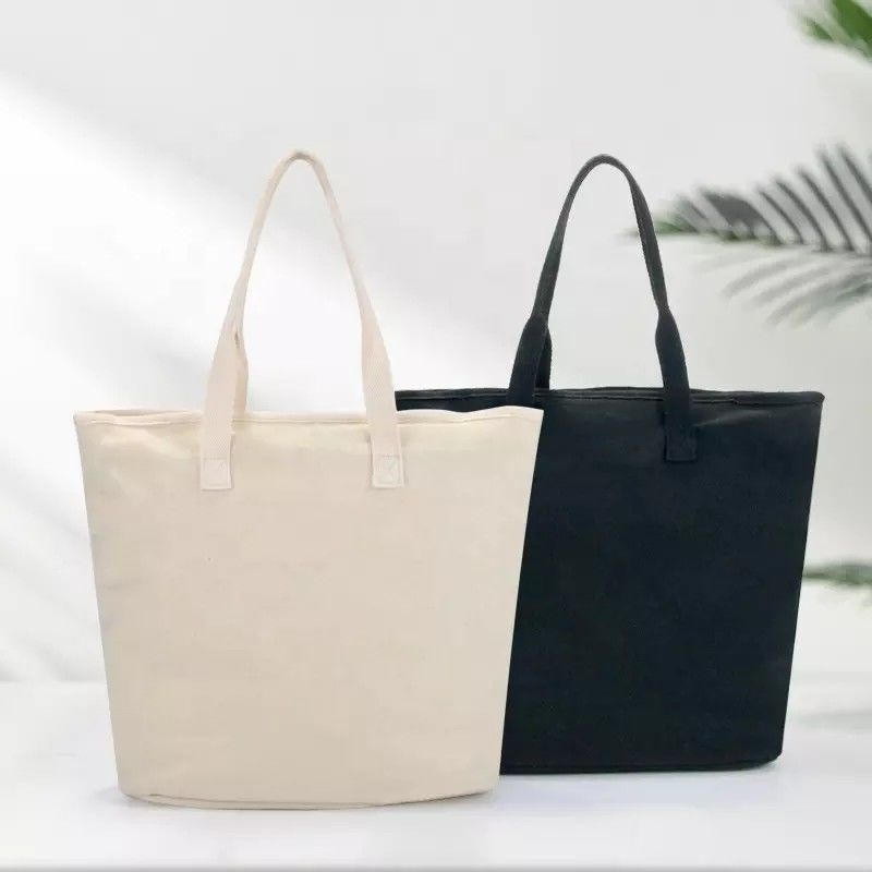 White Beach Shopping Tote-Taschen mit Baumwoll-Webbing-Handgriff und individuell gedrucktem Logo