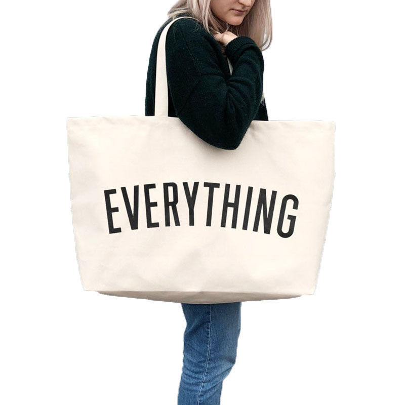 Übergroße Leinwand Frauen Hand Sport Fitness-Tasche Personalisiertes Logo 2022 Briefdruck Tote-Tasche