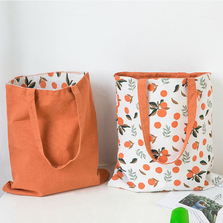 Custom Logo Mittelgroße Klapptasche aus Baumwolle für Lebensmittelgeschäfte