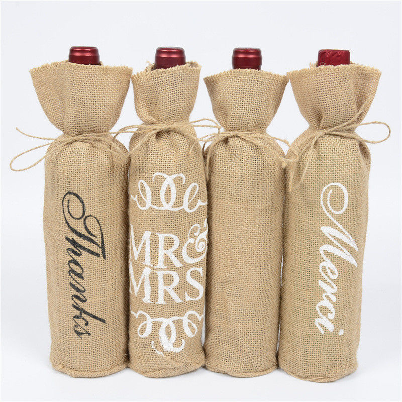 Jute-Weinflaschendeckel mit Ziehseilen Wiederverwendbare Weingutsäcke in individueller Farbe
