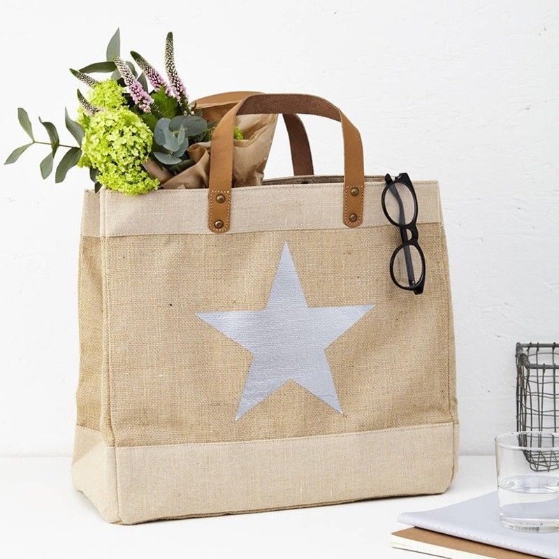 Tägliche Schule Recycling-Jute-Tasche Burlap-Jute-Tote-Taschen mit Ledergriffe